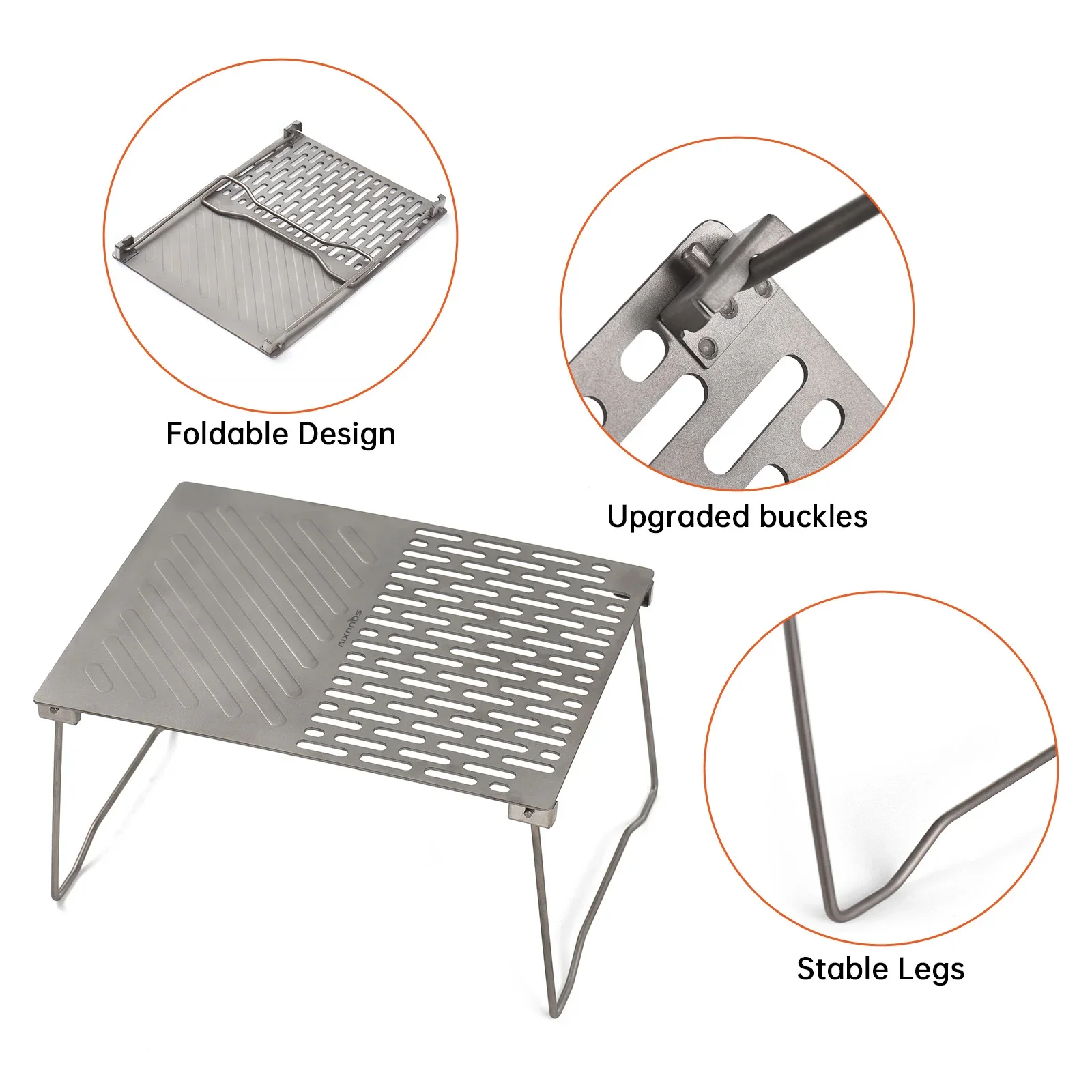 

Folding Campfire Grill Portable Ti BBQ Grill Outdoor Hiking Camping Grill with Legs Lightweight Camp Tables