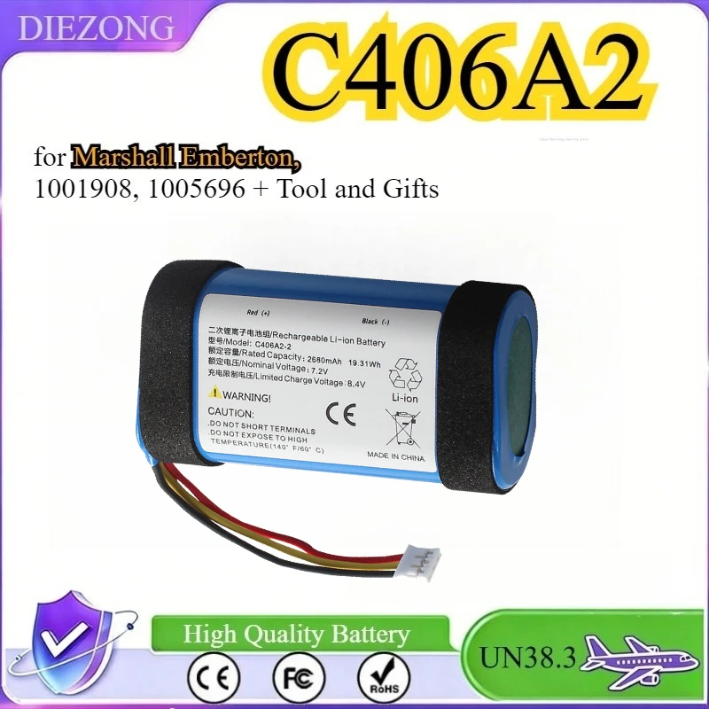 

Cameron Sino 2600mAh/3350mAh Speaker Battery C406A2 for Marshall Emberton, 1001908, 1005696 + Tool and Gifts