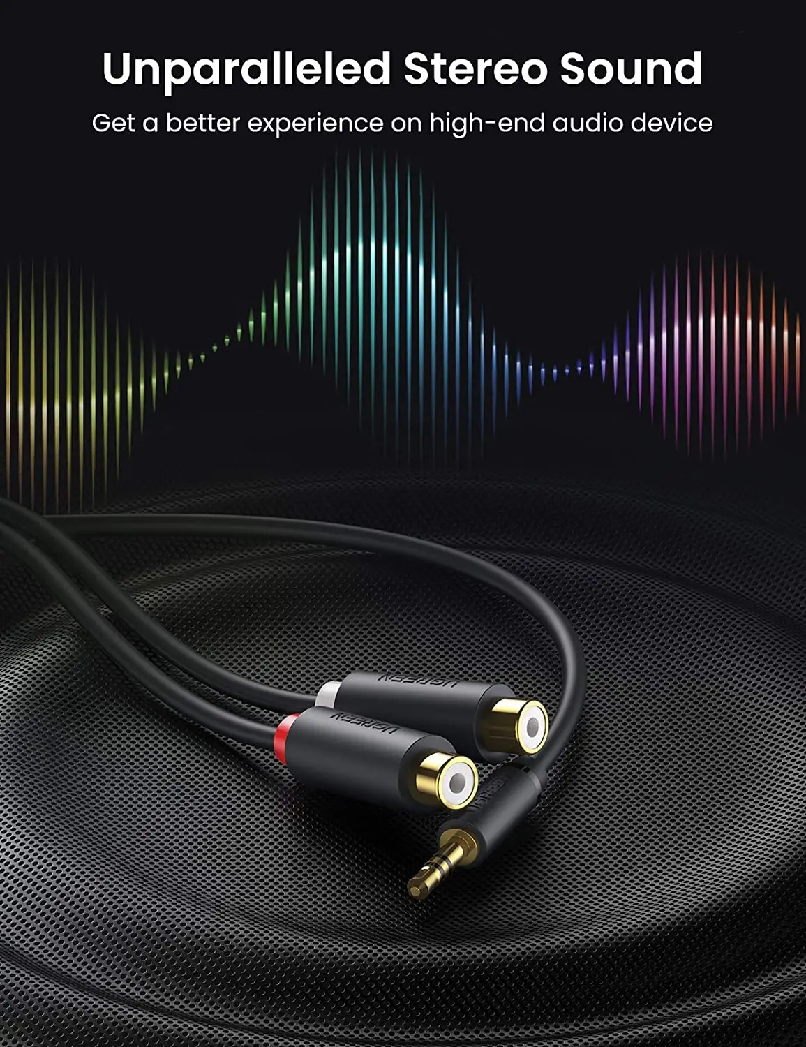 3.5mm Male to 2 RCA Female Audio Cable UGREEN Gold Plated Red White Stereo Y Splitter Adapter for Audio Device