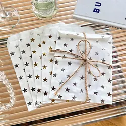 10PCS Simple Silver Gold High-End Star Hot Stamping Paper Bag Gift Packaging Bag Card Out Kraft Paper Packaging