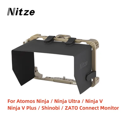 Jaula Nitze Monito con Cable HDMI, abrazadera, parasol para Atomos Ninja/Ninja Ultra/Ninja V Plus/Shinobi/ZATO Connect Monito