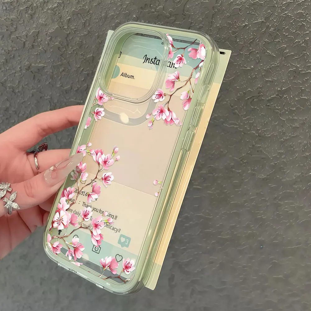 Langlebige, niedliche Pfirsichblüten-Handyhülle für Galaxy A57 A37 A55 A54 A35 A36 A15 A16 S23 S24 S25 S22 FE S26 Ultra Plus, transparente Hülle – Detail 4