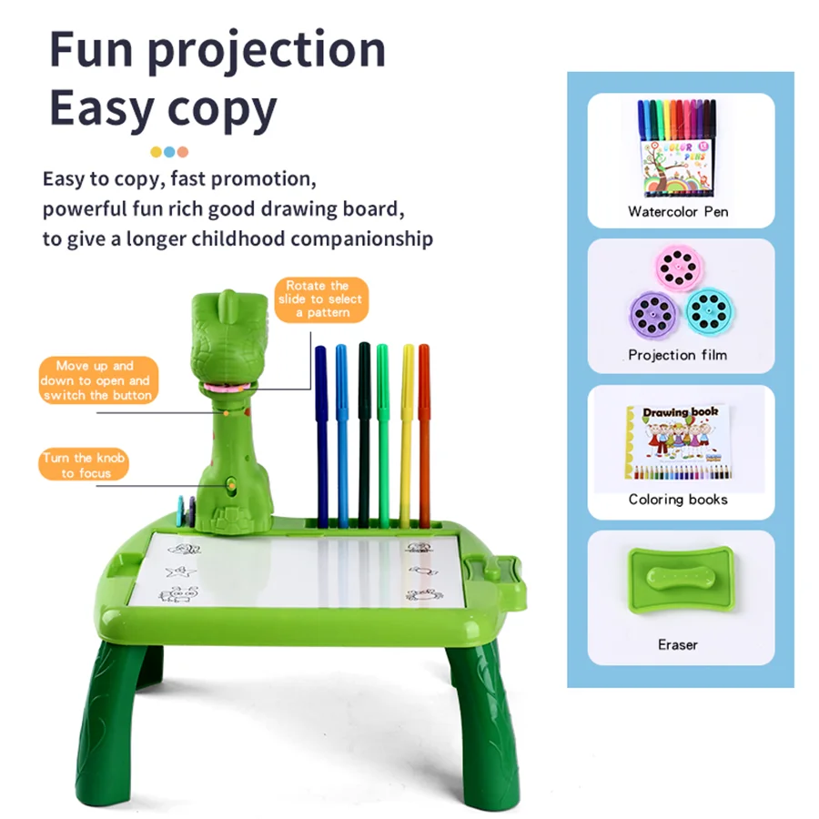 1Pc Projectie Tekentafel Multifunctionele Dinosaurus Kinderspeelgoed Voor Vroeg Onderwijs Schrijfbord