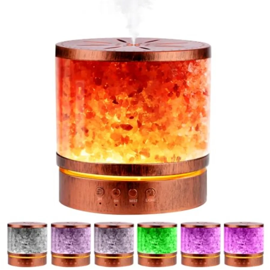 

Essential Oil Diffuser Himalayan Salt Lamp Combo 400ml Ultrasonic Cool Mist with 7 Color Changing LED Perfect for Large Rooms A