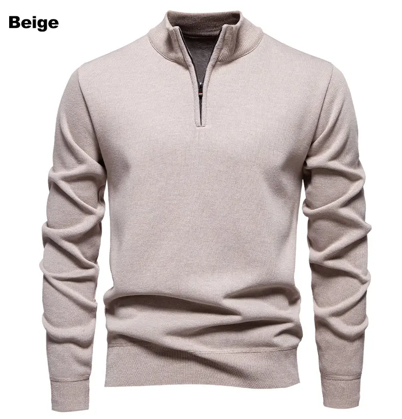 Herren-Fleece-Pullover mit halbem Reißverschluss und Stehkragen für Herbst und Winter, lässiges Jugendtrend-Strickoberteil, bequeme, vielseitige Kleidung – Detail 7