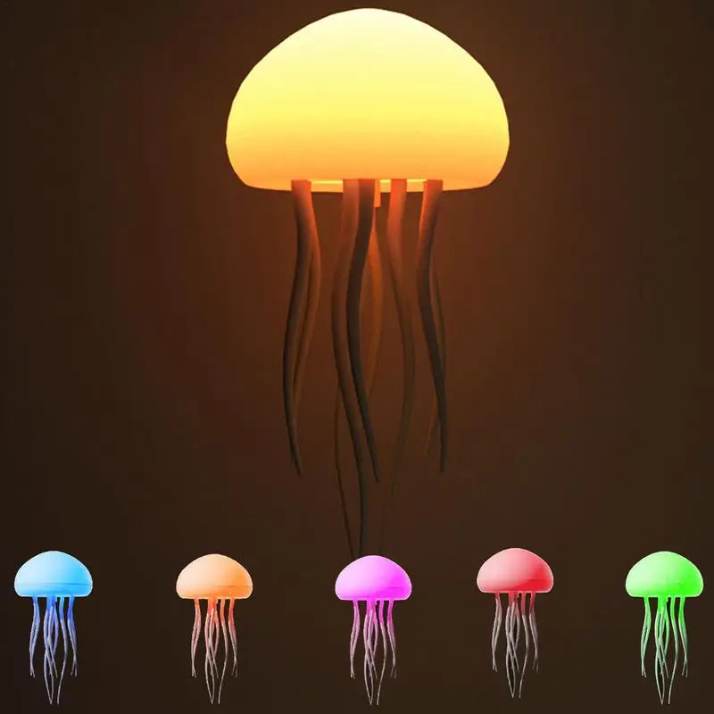 Tavolo Jelly Fish Light camera da letto comodino lampada deformabile controllo vocale tentacoli flessibili cartone animato luce notturna a forma di medusa