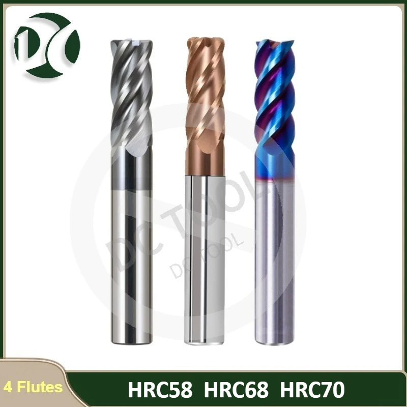 

Carbide End Mill 4Flutes Milling Cutter Alloy Coating Cutting Tool CNC Metal Steel Machining Tool End mill