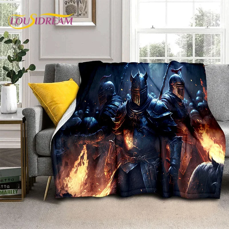 Knight Templar Cavalier Crusaders Cartoon Soft Flannel Blanket for Beds Bedroom Sofa Picnic,Throw Blanket for Cover Outdoor Gift