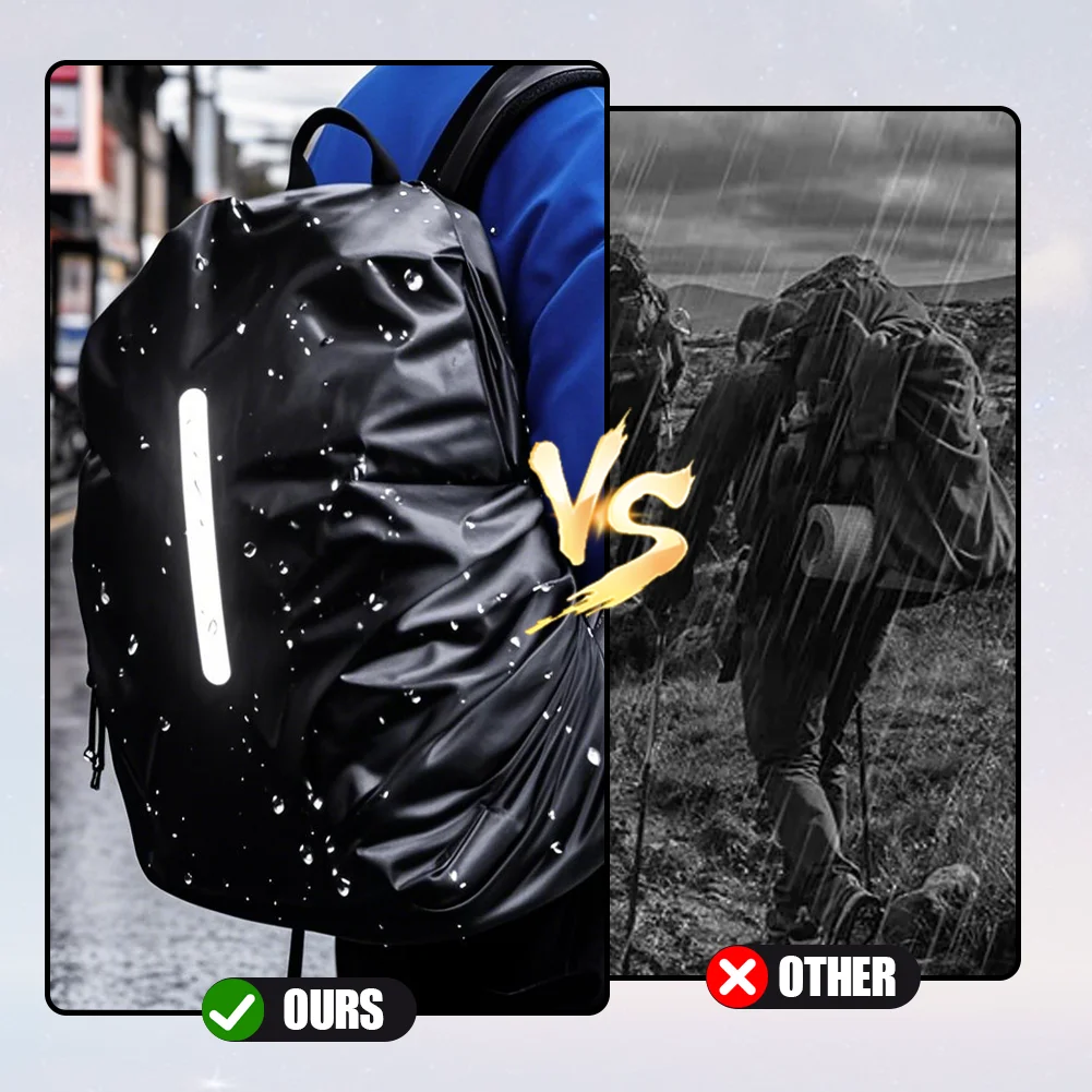 Waterproof Backpack Cover Reflective Strips 10L-80L 6 Sizes Lightweight 46-110g Silver Coating Black Army Green 24H Shipping image 5