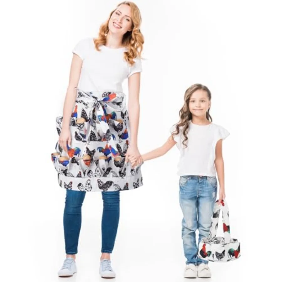 Grembiule e cestino per la raccolta delle uova Grembiule per pollo con 12 tasche profonde e 7 cestini con tasche profonde