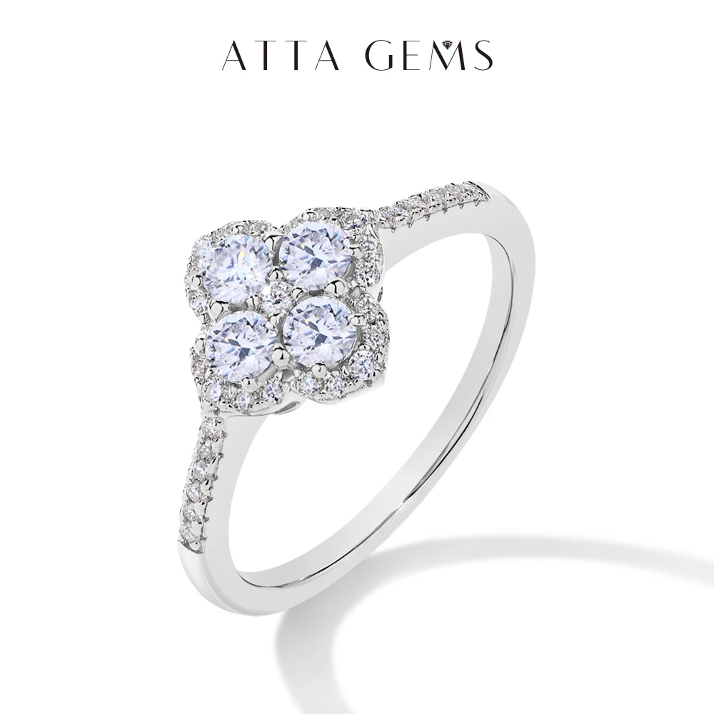 

ATTAGEMS Flower Design Luxury Moissanite Ring for Women 3.0mm Diamond D VVS1 925 Sterling Silver for Engagement Wedding Jewelry