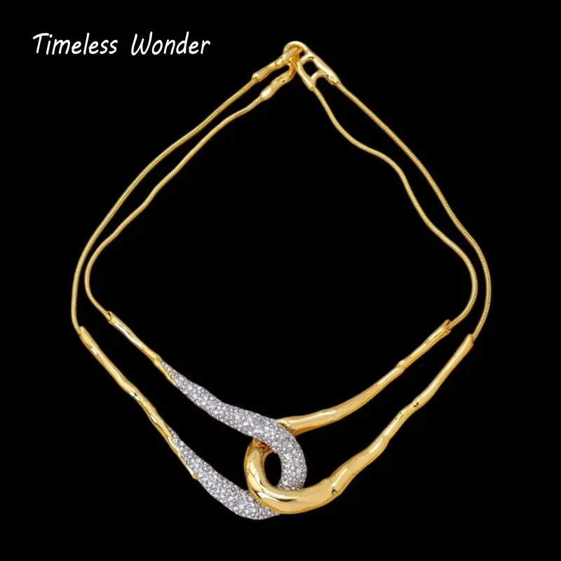 

Timeless Wonder Fancy Zircon Geo Linked Statement Necklace for Women Designer Jewelry Goth Runway Trendy Art Deco Gift 4526