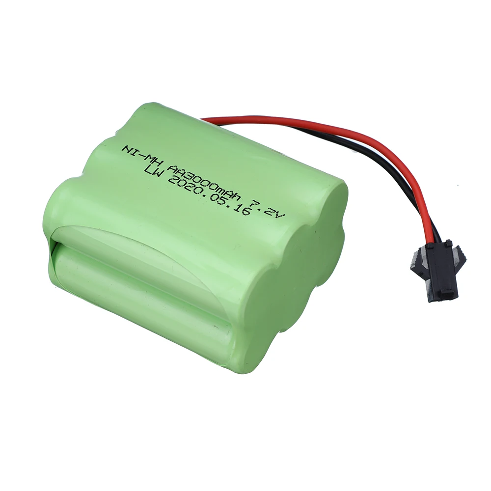 Bateria NiMH para Carros de Brinquedos RC, Tanques RC, Caminhões, Robôs RC, Armas, Barcos, AA, 7.2V, 3000mAh, 7.2V, Plug SM