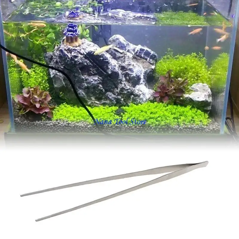 31GJ Aquarium Long Tweezers Stainless Steel Straight Tweezer for Aquatic Plant