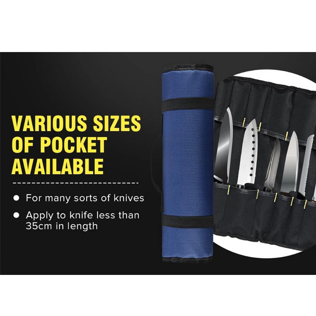 22 Slots Portable Black Chefs Knife Roll Bag Professional Oxford Cloth Cutlery Knives Holder Protector Kitchen Cooking Tools