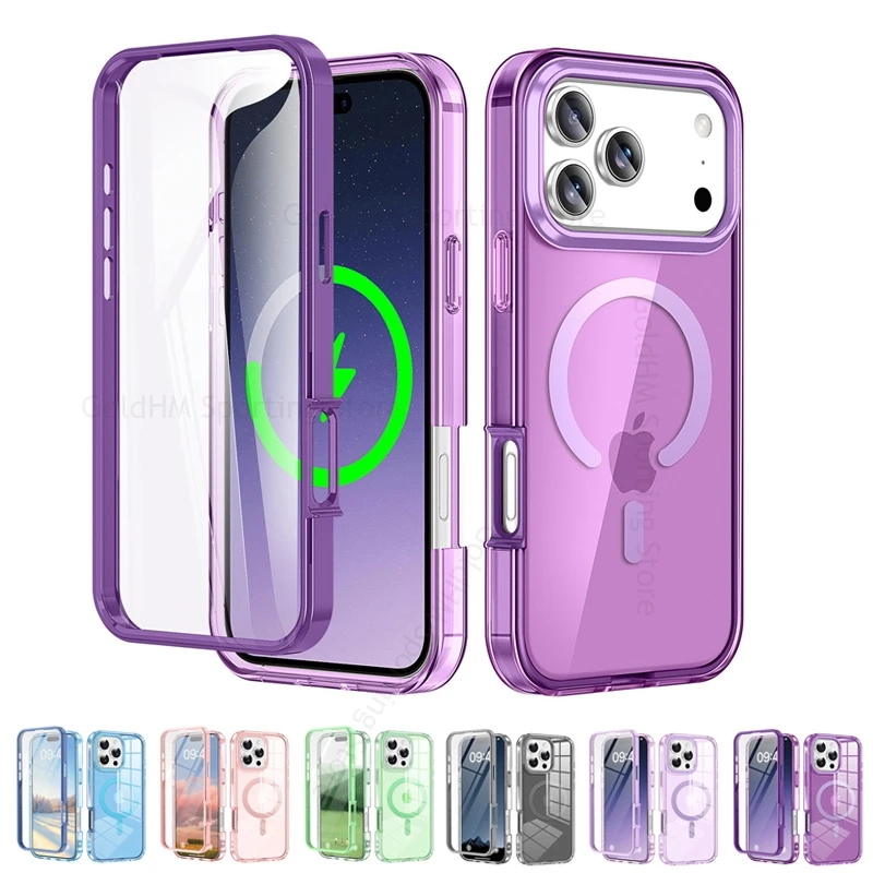 

Screen Flim Protector Phone Case For iPhone 17 Air 16 Pro Max Wireless Charging For Magsafe Cover For Apple 17 15 14 16 Pro Max