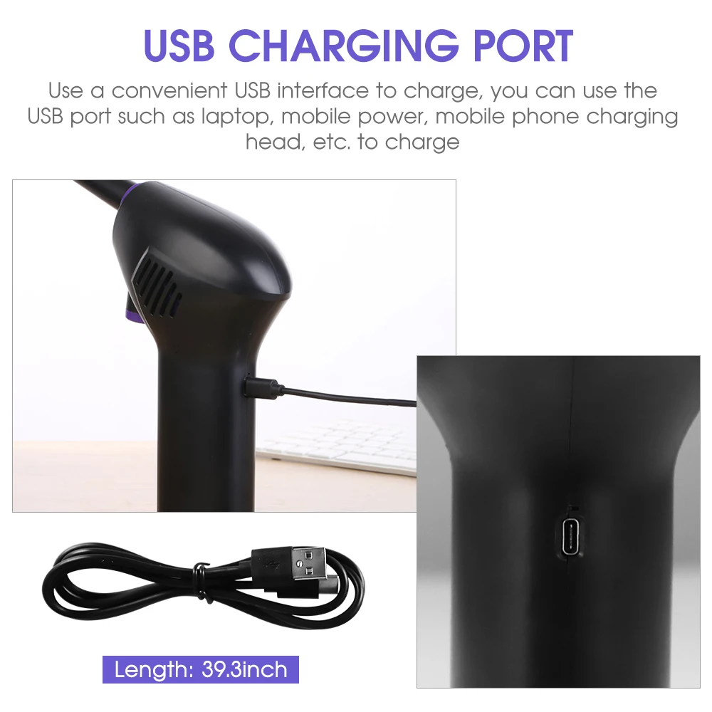 Cordless Air Duster for Computer Laptop USB Rechargeable Car Cleaner Compressed Air Blower Cleaning Tool For Keyboard Sofa
