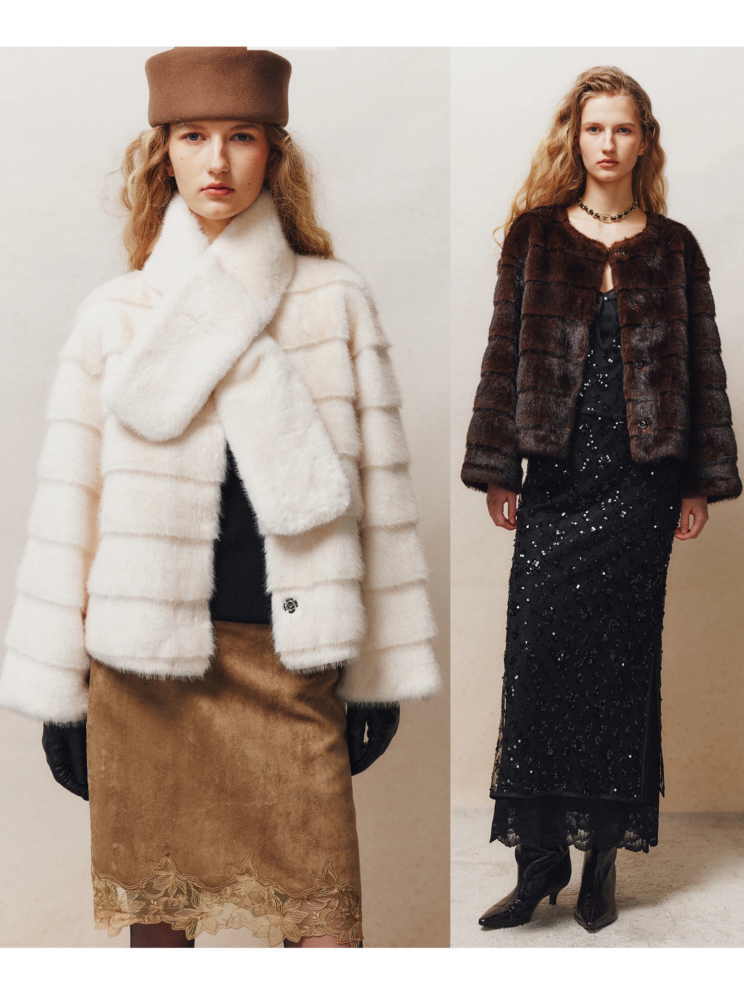 Beverly Ladies Short Fur Jacket Eco-friendly Bionic Mink Velvet High-end Feel Cut Groove Craft Warmth Long Sleeve Straight Tube