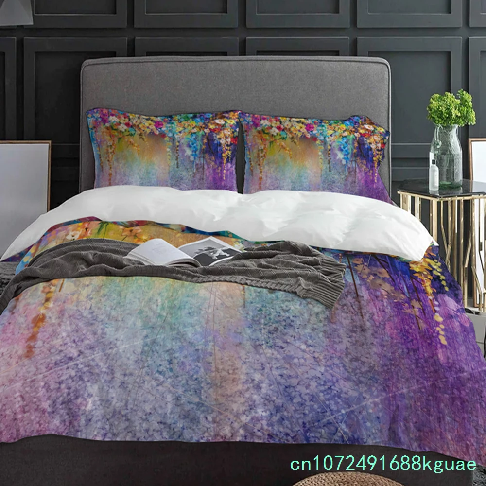 Spring Vine Flowers Blue Purple Duvet Cover With Pillow Case Custom 3pcs Bedding Set Quilt Cover Double Bed Home Textile