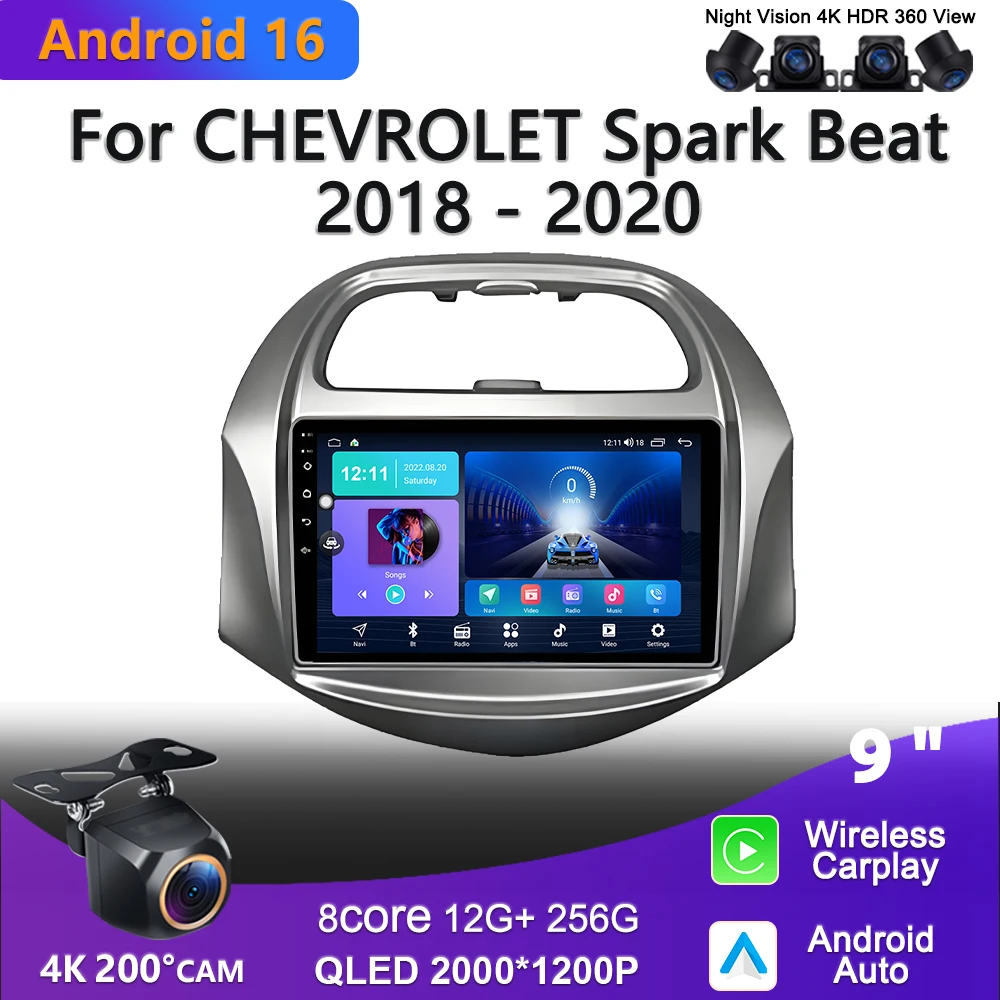 2K Incell Screen Android 16 For Chevrolet SPARK BEAT 2018 - 2020 Car Radio Stereo Car Multimedia Player CarPlay Android Auto GPS