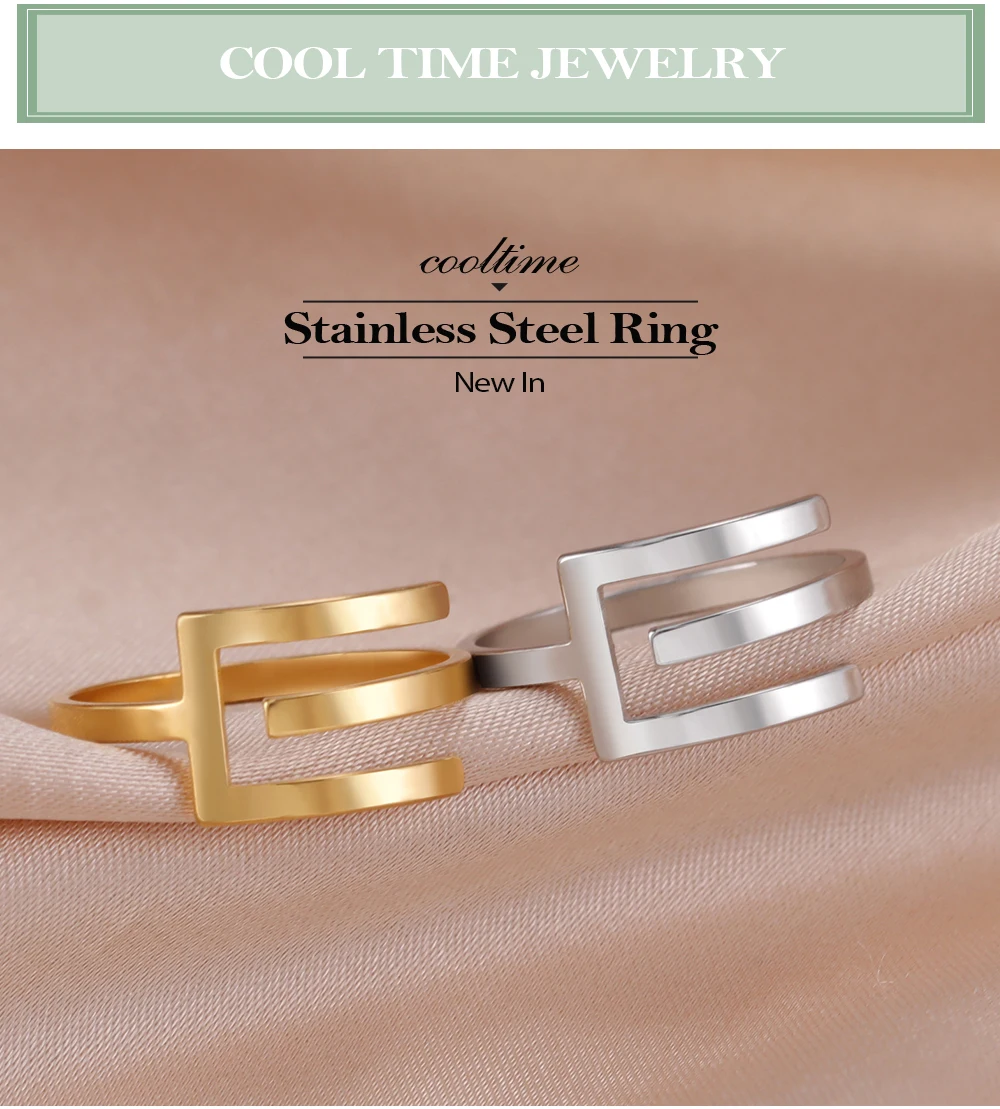 Cooltime geometrische u Form verstellbare Ringe Punk Edelstahl ringe für Frauen Schmuck Geschenk neu in ﻿ – Detail 1