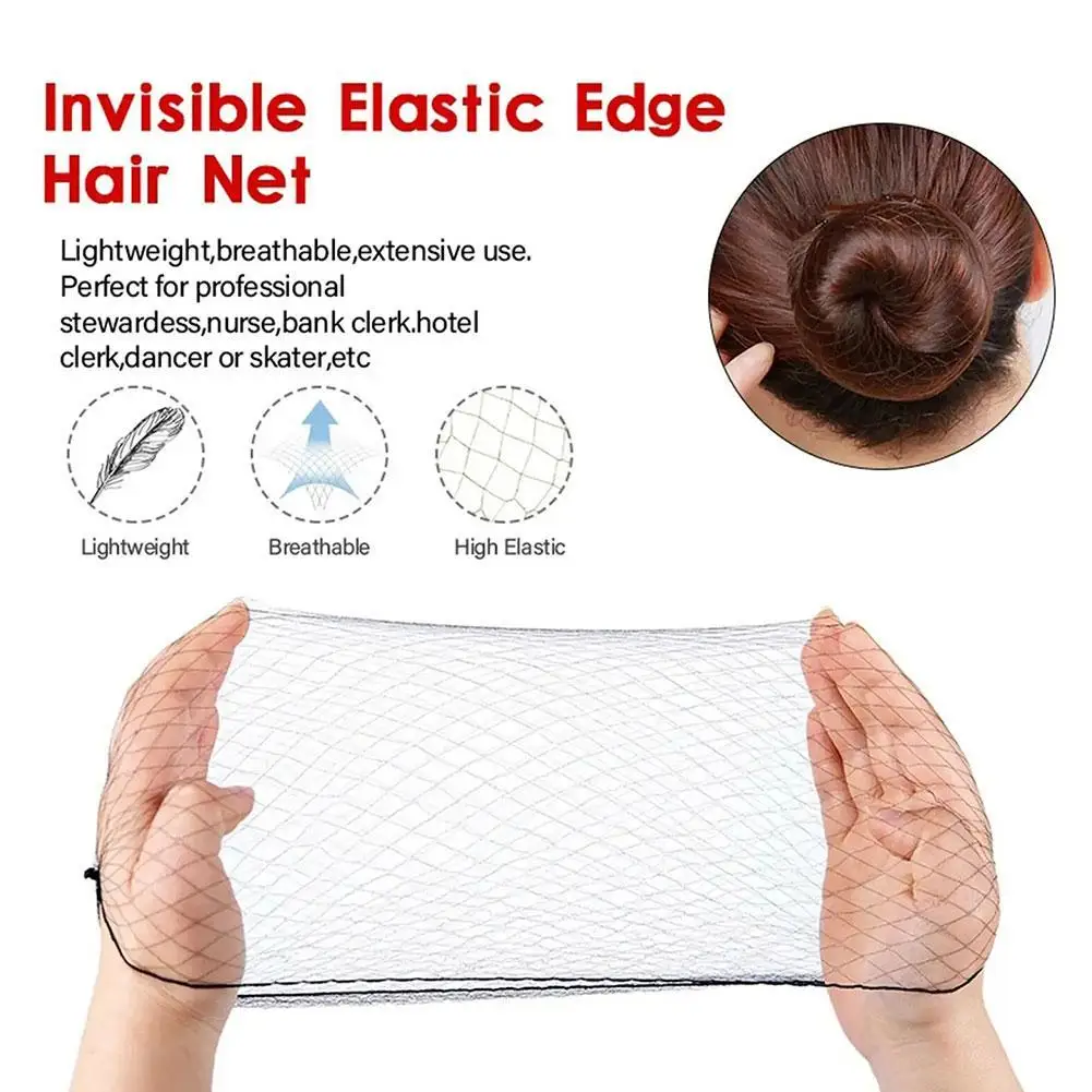 100Pcs/Lot Hairnets For Wigs Long Hair Nets Elasticity Invisible Ballet Bun Nylon Hair Net Star Dance Hair Net Wig Accessories