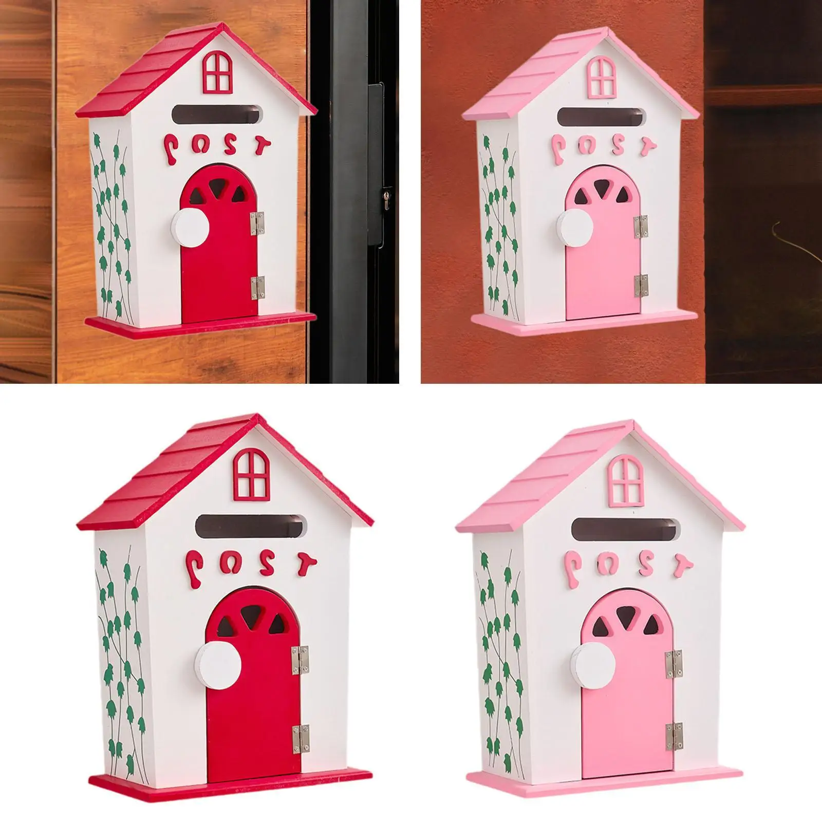 

Mailbox with Key Lock Wood Windproof Tree Hole Mail Box Commercial Wall Mount Mailbox Suggestion Box for Home School Corridor