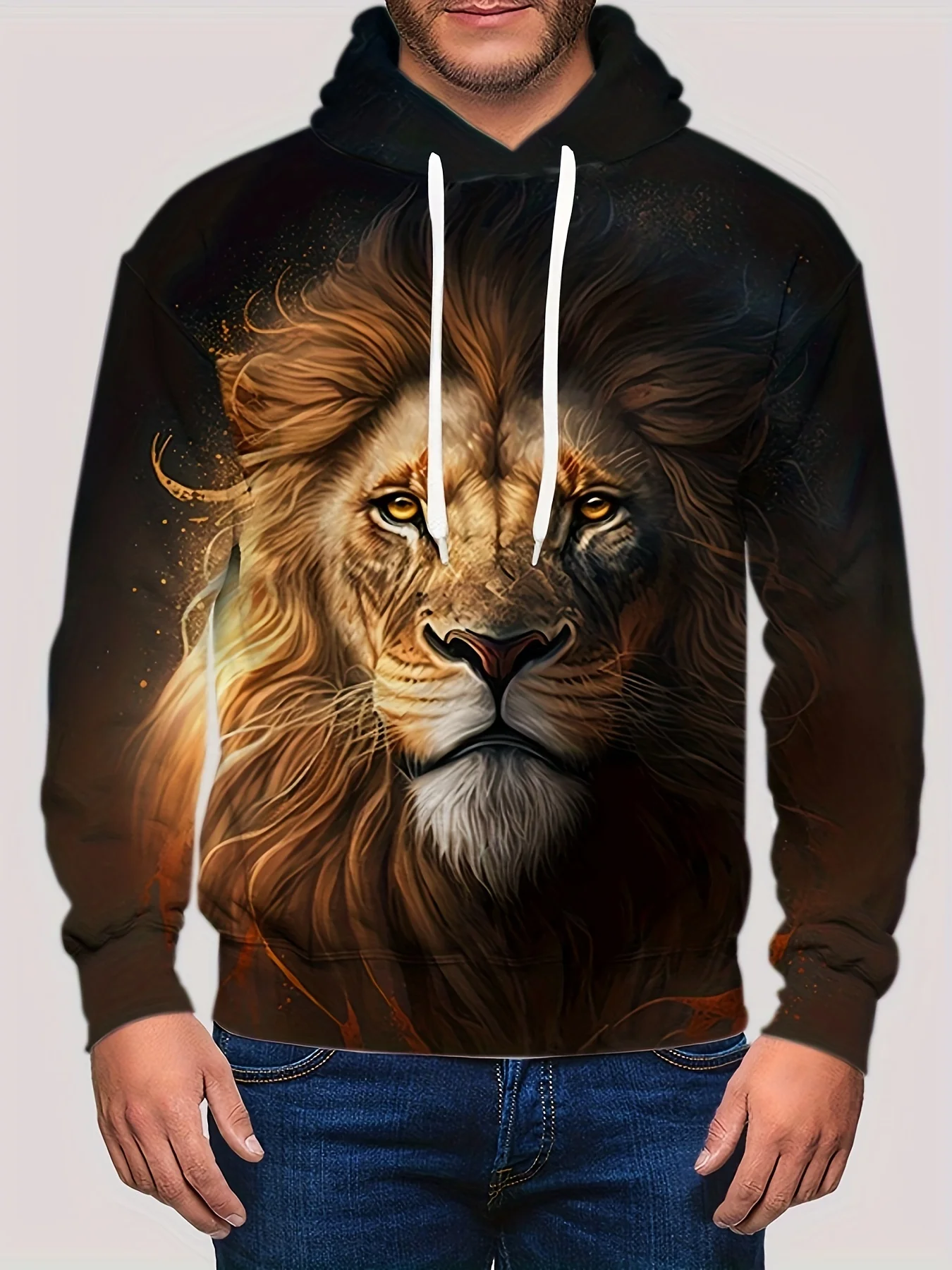 

Graphic Lion Men's Fashion 3D Print Hoodie Streetwear Hoodies Long Sleeve Hooded Print Front Pocket Spring Hoodie Sweatshirt Top