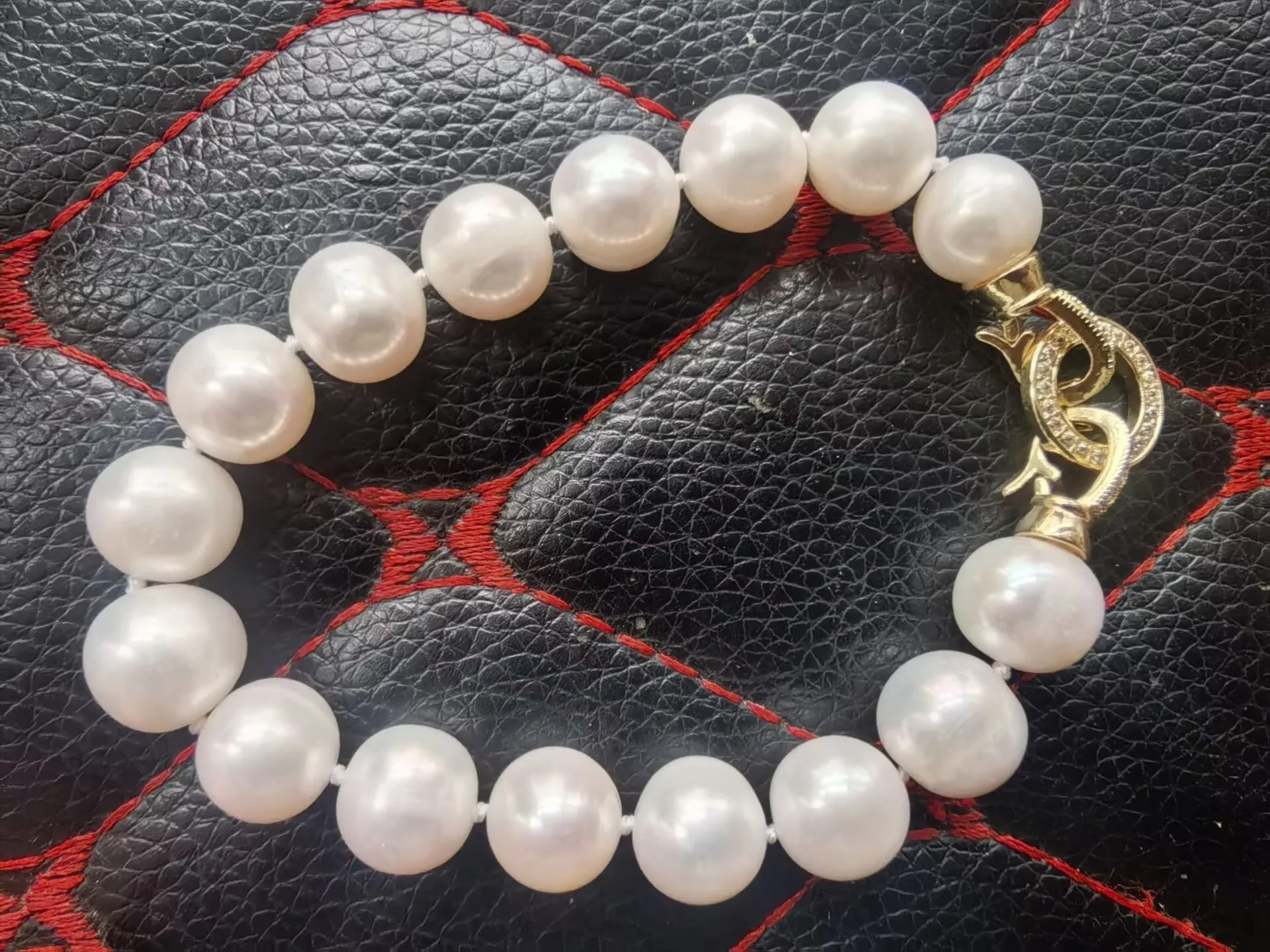 Authentic photo pearl bracelet AAAA11-12mm natural Japanese round pearl bracelet 925s 7.5-8 inch