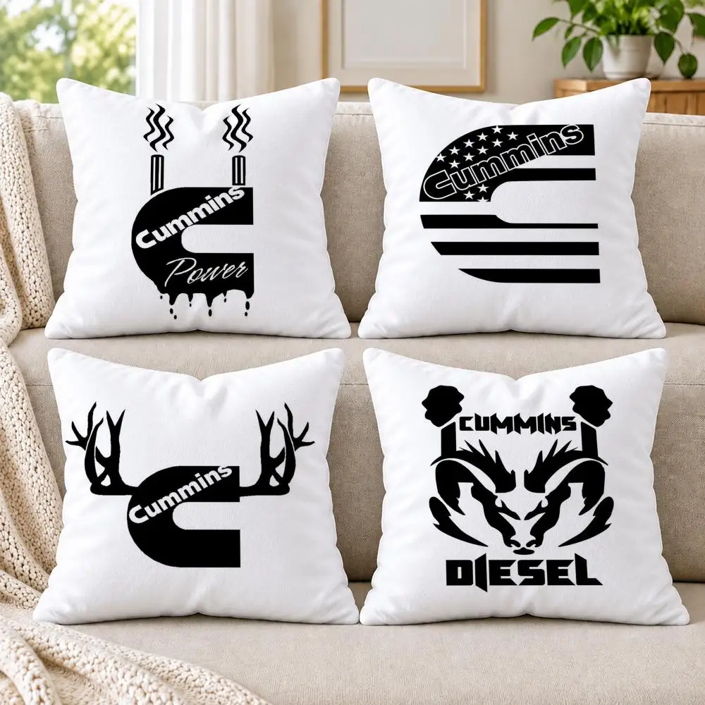 Gas Fueled Engine C-CumminsS Cushion Cover Short Plush Double-Sided Printing Sofa Bedroom Pillow Case Aesthetic Home Decor