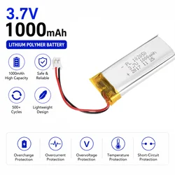 102050 3.7V Lipo Cells 1000mah Lithium Polymer Rechargeable Battery for MP3 GPS Recording Pen LED Light Beauty Instrument
