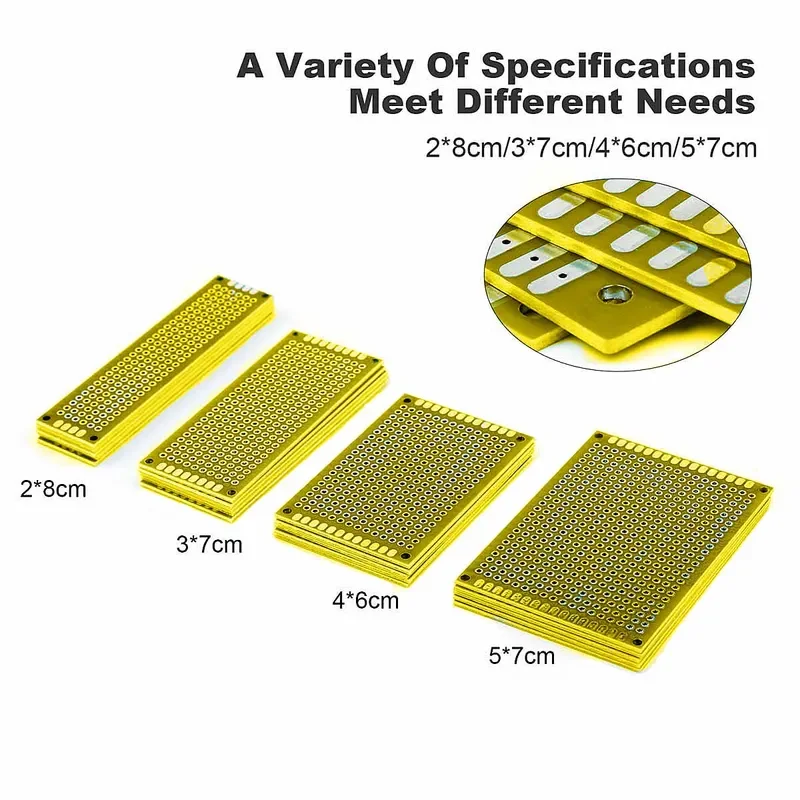 20 pcs/lot PCB Prototype Board Prototboard Universal Stripboard Prototyping Veroboard 2x8 3x7 4x6 5x7 5Pcs Each Mix Yell