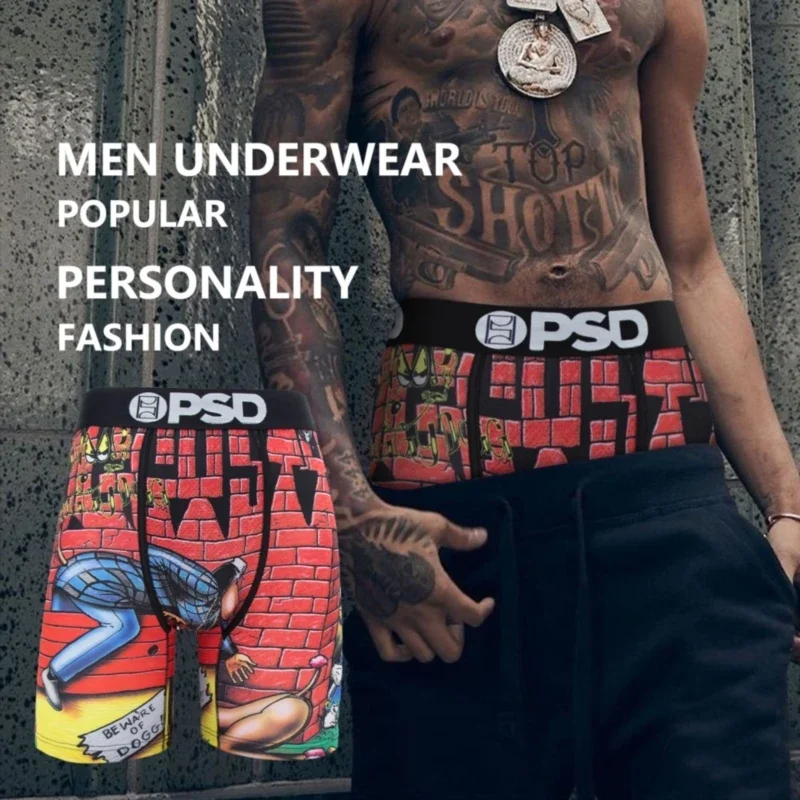 

OZPSD Sexy Men Underwear Nylon Breathable Mesh Crotch Man Boxershorts Men's Panties Plus Size Mens Underpants Print Men Boxers