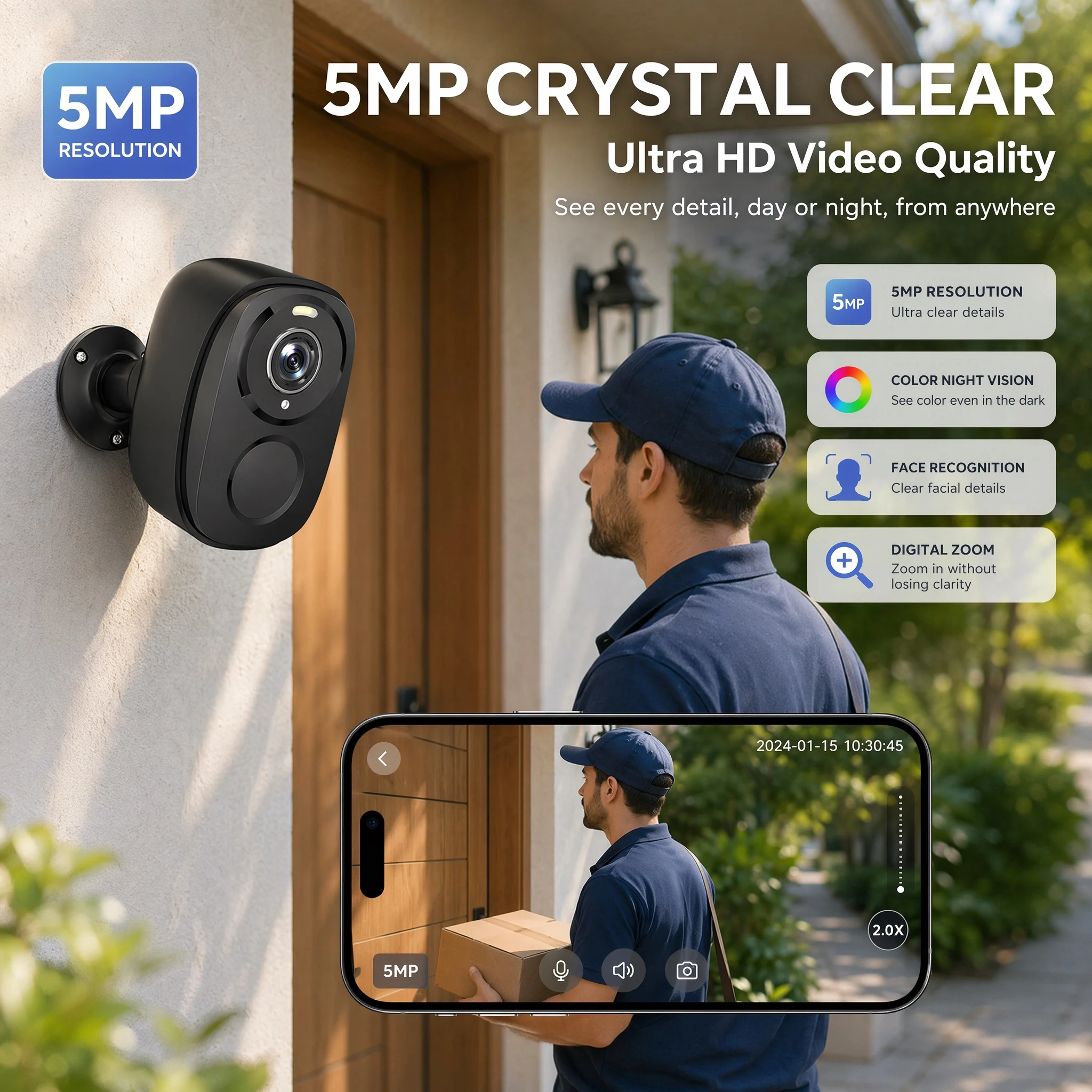 Kamera Baterai OKAM PRO HD 5MP 4G SIM Kamera Baterai 5200mAh 110 °   Kamera IP Luar Ruangan Sudut Lebar Tahan Air dengan Visi Malam Berwarna