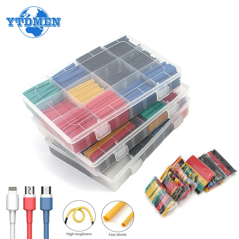 127-750pcs Heat-shrink Tubing Thermoresistant Tube Heat Shrink Wrapping Kit Electrical Connection Wire Cable Insulation Sleeving