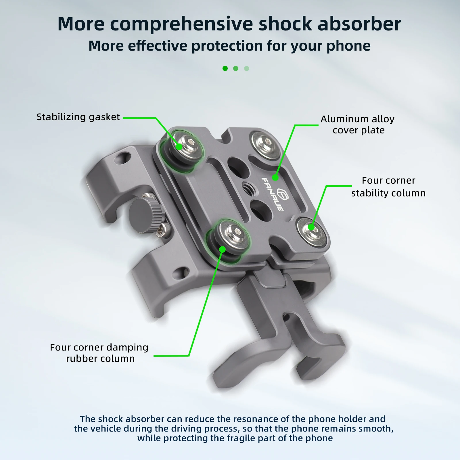 FANAUE سبائك الألومنيوم دراجة نارية حامل هاتف ملحق مع 1 بوصة الكرة العالمية المضادة للاهتزاز امتصاص الصدمات لحامل رام