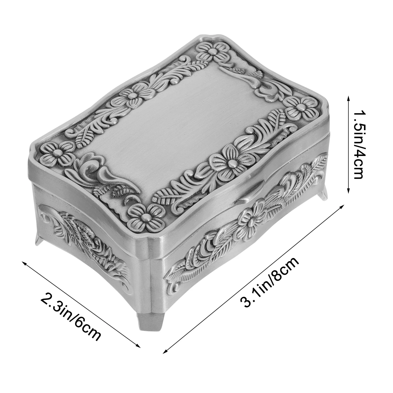 1pc Jewelry Storage Vintage Metal Gift Holder Retro Zinc Alloy Organizer For Small Parts Gadgets Retro Metal Box Silver