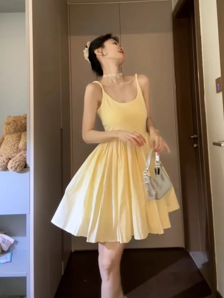 فساتين نسائية بدون أكمام فستان ربيعي على الطراز الفيكتوري من القطن الجوفاء مشد بأشرطة معانقة على الورك شكل تحكم أنيق #1