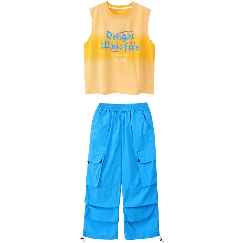 

Girls Hip Hop Dance Clothes Fashion Street Dance Sleeveless T Shirt Loose Pants Jazz Practice Clothing Kpop Performance Costumes