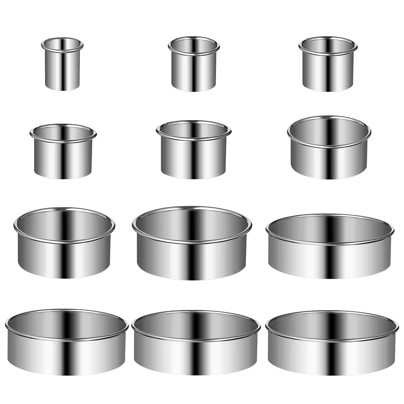 

12 pcs Stainless Steel Baking Rings Mousse Mold Set Storage Box For Cake Tart Cookies Pastry Ring Molds Cooking Tool Kitchen