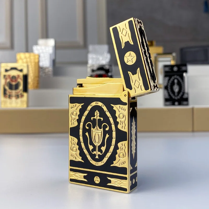 New commemorative edition single and double flame luxury lighter Ping Sound natural paint cigarette smoking butane lighter 18057