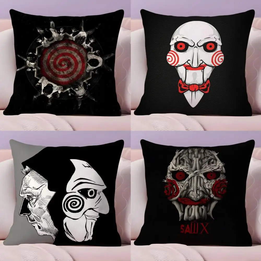 Horror Movie S-Saw X Cushion Cover Short Plush Double-Sided Printing Home Machine Washable in Warm Winter Pillow Case