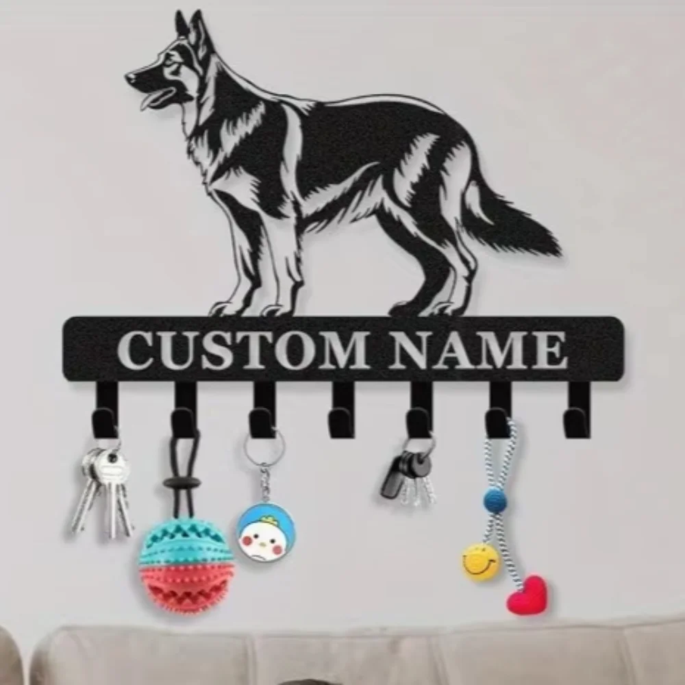 

Персонализированный держатель для поводка для собак, настенное крепление с металлическими крючками для ключей, вешалка для одежды, органайзер для любителей собак, декор для прихожей, дверного проема