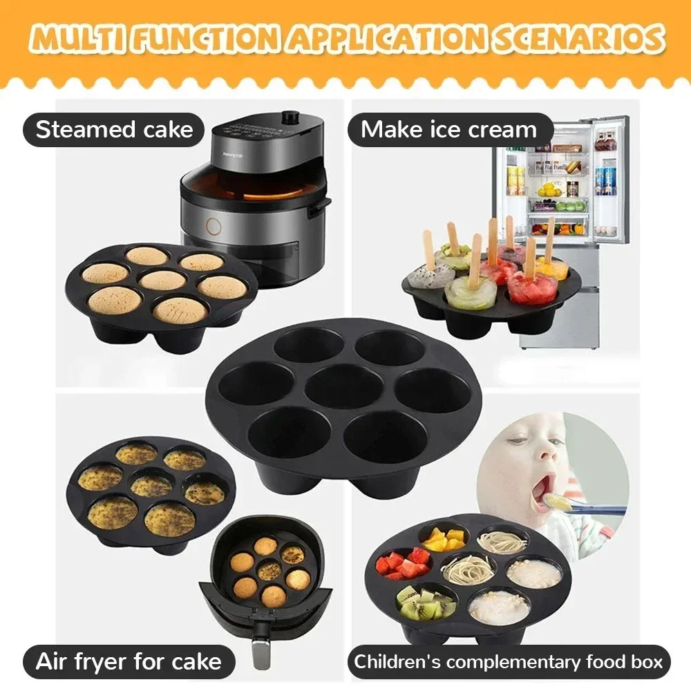 Silicone Cake Mold 7 Holes Air Fryer Accessories Microwave Baking Mold Food Grade Baking Cake Silicone Mold Baking Tools image 2