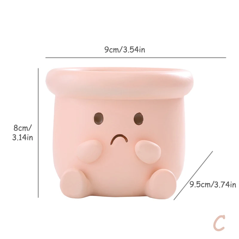 Pot De Fleurs Souriant Visage - Pot Succulentes Résine Avec Drainage, Décoration Intérieur Jardin 10.2cm