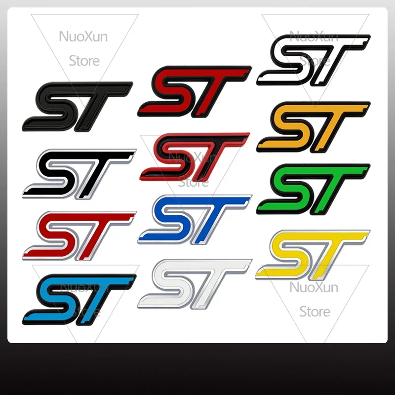 ST Car Grille Badge Sticker For Ford Fiesta Transit Focus Mondeo Escape ST Line Logo Metal Trunk Emblem Decoration Accessories