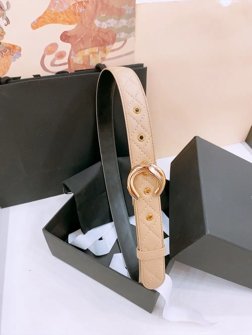 Ladies Fashion Leather Slim Waist Belt - Multifunctional Black Belt with Golden Buckle Ring Suitable for Casual And Formal