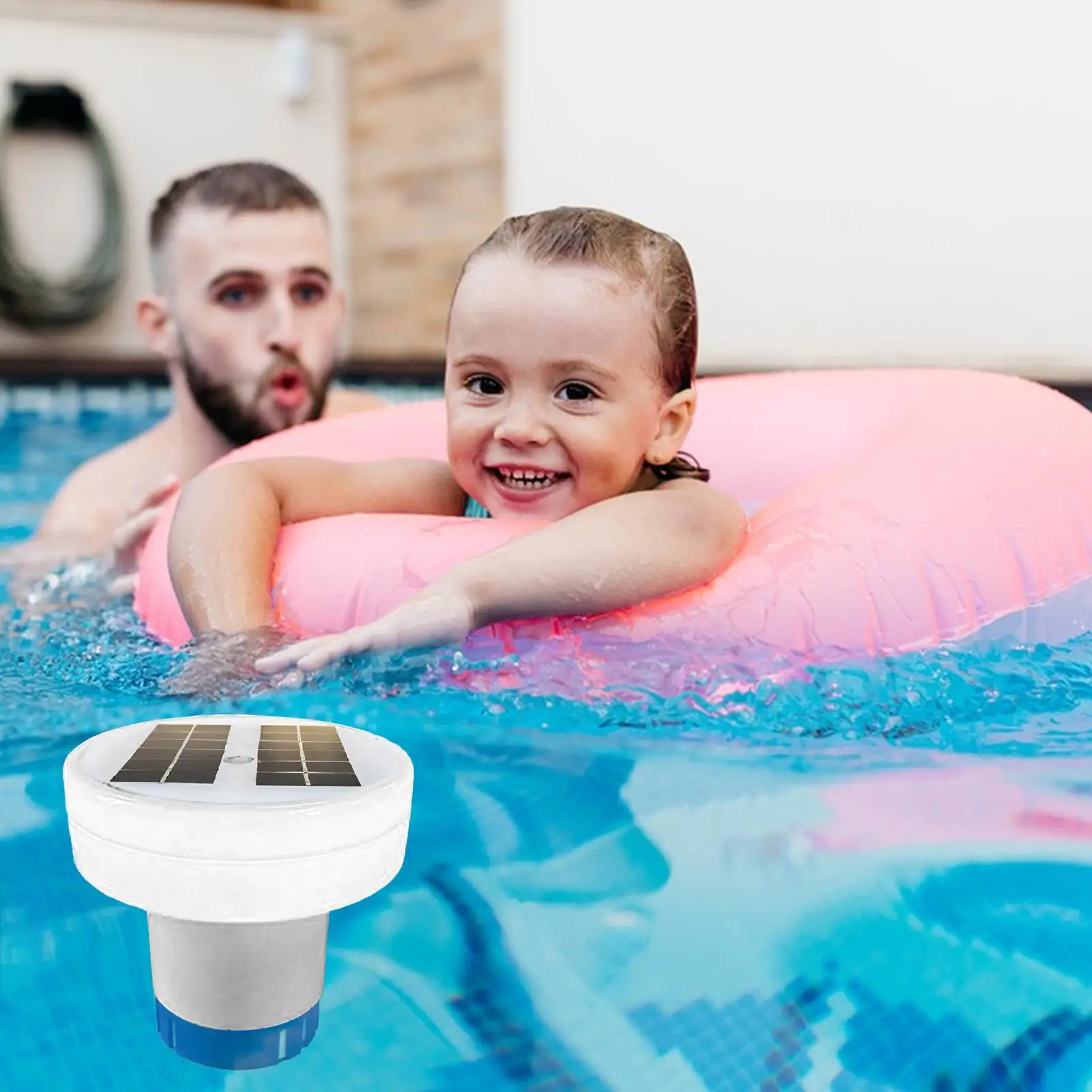 

Pool Chlorine Floater with Colorful Solar Lights Waterproof Floating Chlorine Dispenser Flow Adjustable Chlorine Tablet