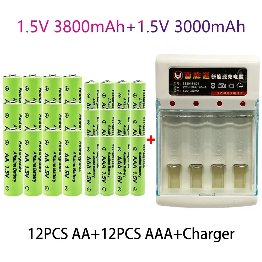 100% 1.5V ของแท้ + AAA3.0Ah แบตเตอรี่แบบชาร์จไฟได้แบตเตอรี่ Ni-MH 1.5V สำหรับนาฬิกาเมาส์คอมพิวเตอร์ของเล่นอื่นๆ + gratis ongkir