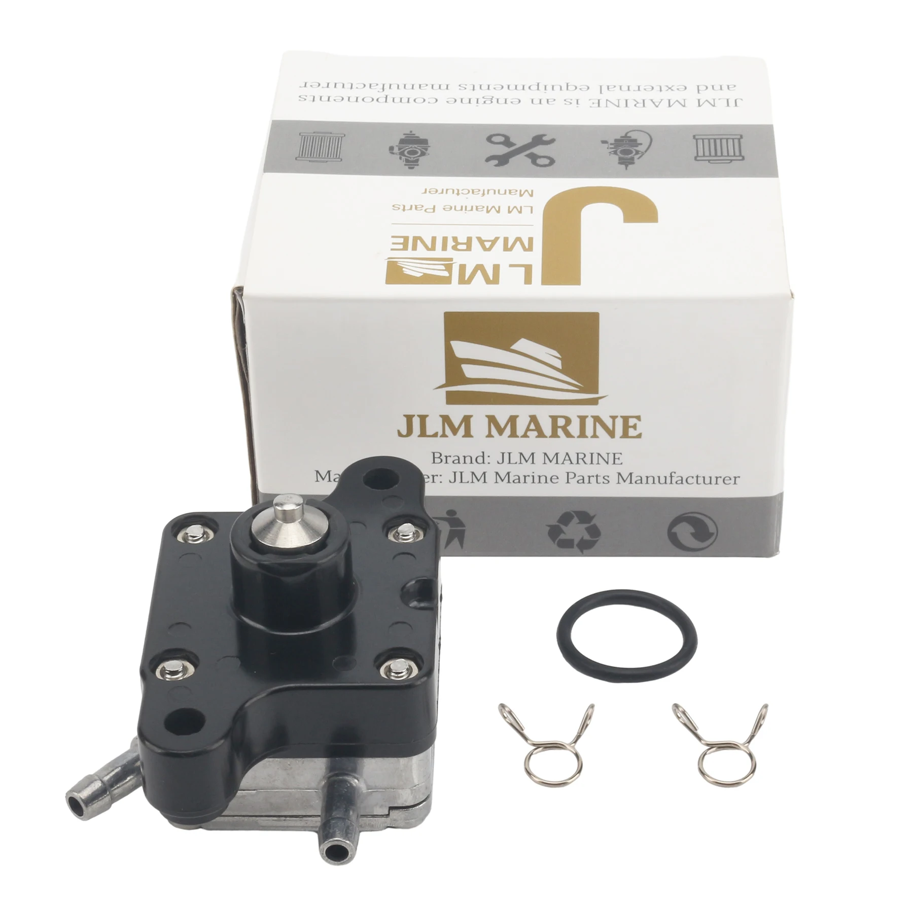 JLM 68T-24410-00 for Yamaha 6 HP F6 8 HP F8 9.9 HP F9.9 4 Stroke Marine Outboard Fuel Pump With Gaskets & Clamps 68T-24410-01